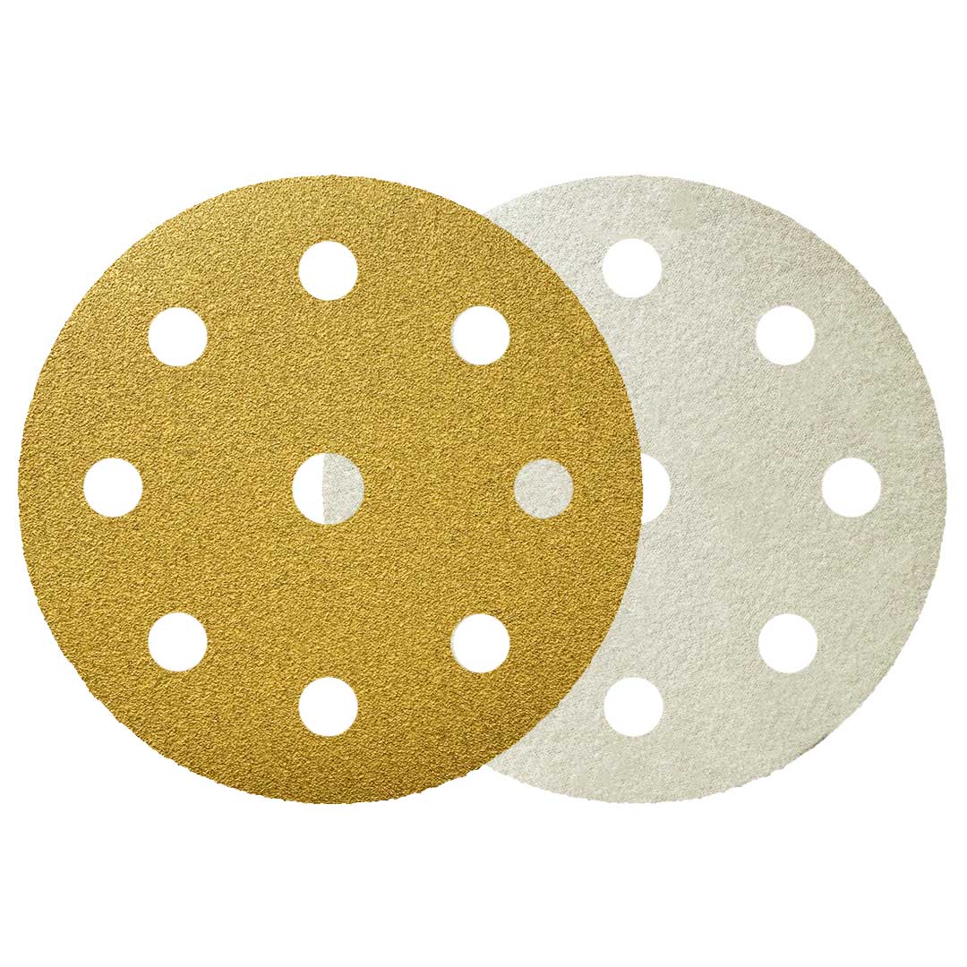 CA330 Aluminium Oxide Velcro Grip Discs 125mm Diameter with 8 holes plus centre hole (9 holes)