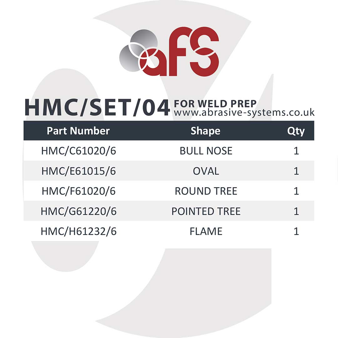 Carbide Burr Set 04 Diamond Cut for Weld Prep