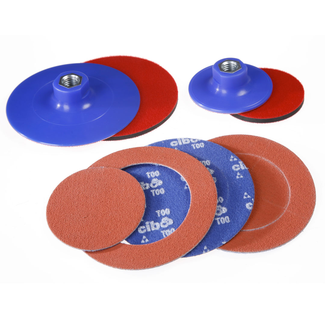 Ceramic velcro back sanding discs with 75mm press out centre
