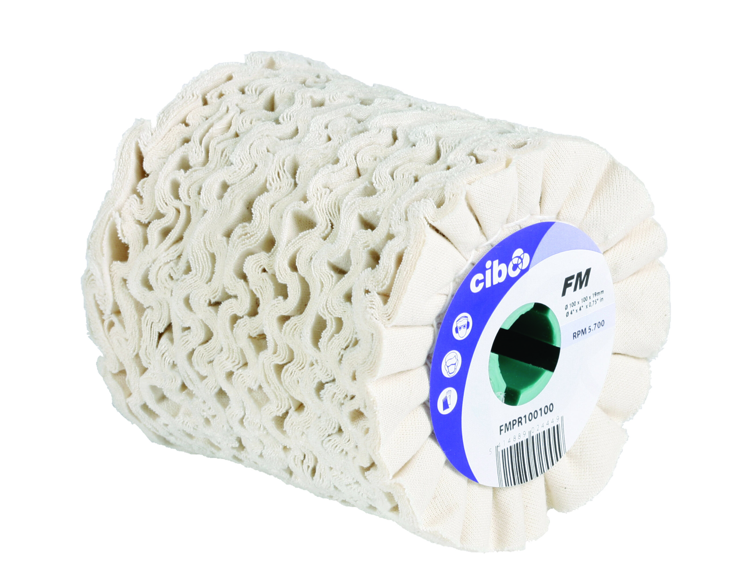 FMPR Ventilated cotton polishing wheel 100mm x 100mm x 19mm