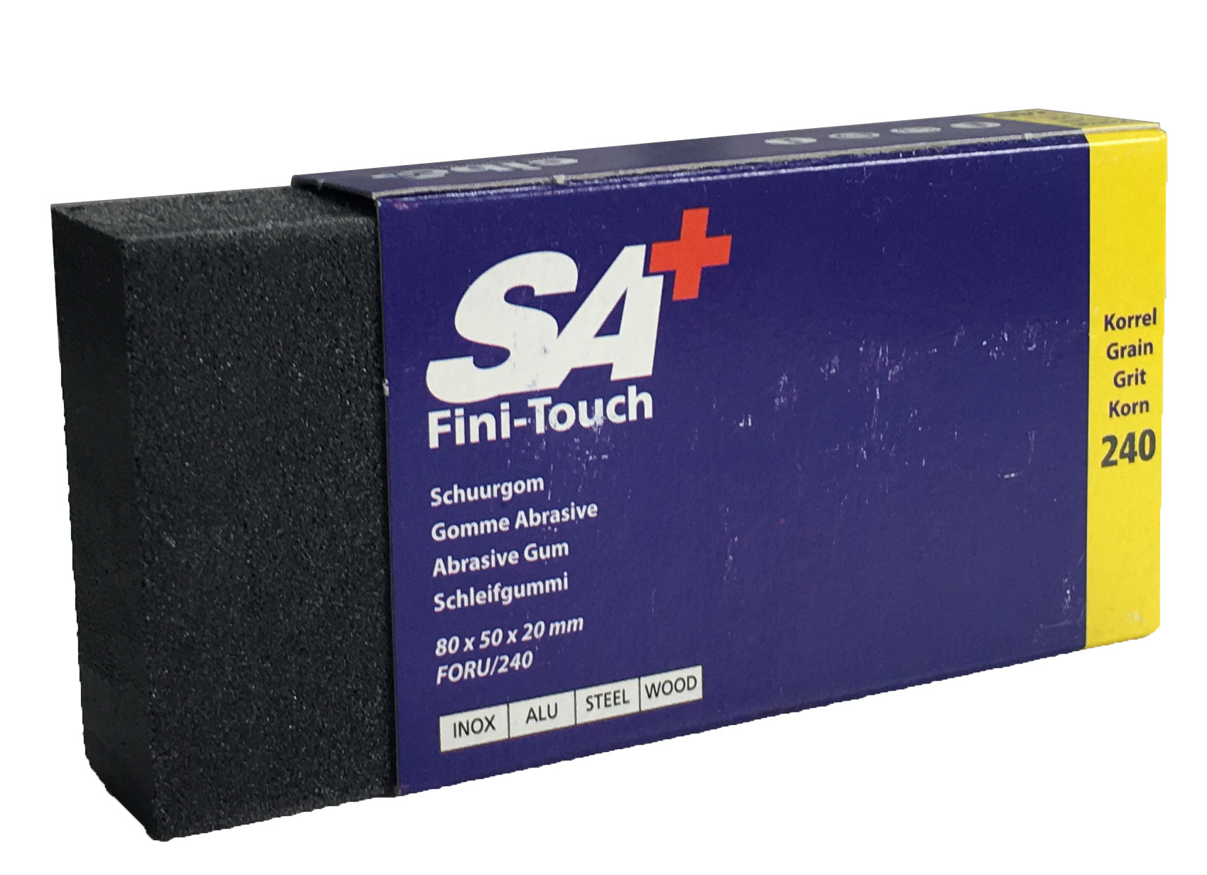 FORU Rubber 240 grit block 80mm x 50mm x 20mm