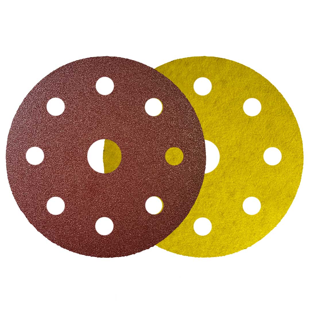 KP949FO Aluminium Oxide 150mm Velcro Grip Discs with 6 holes plus 1 centre hole