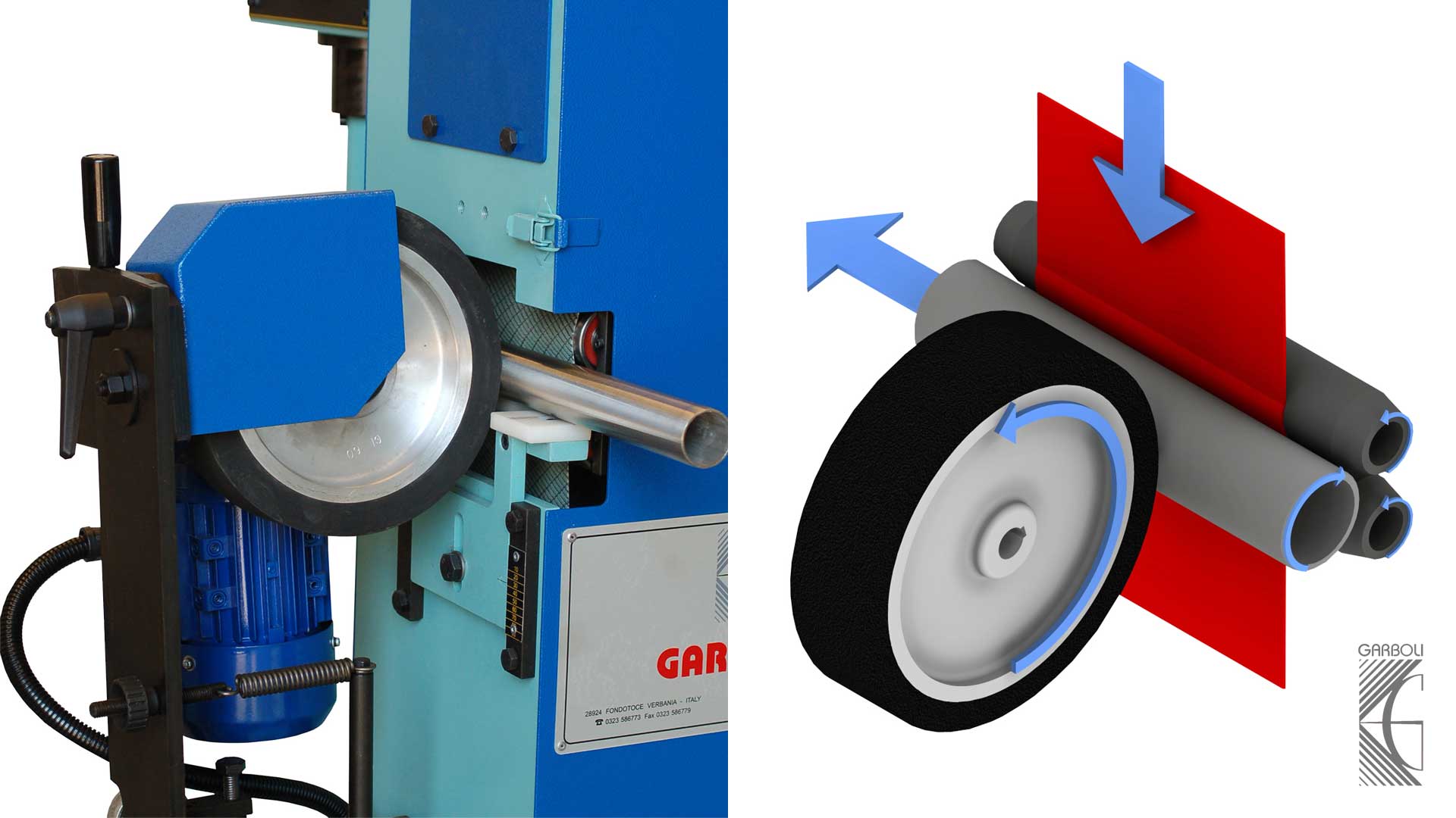 Tris centreless abrasive belt tube polisher from Garboli