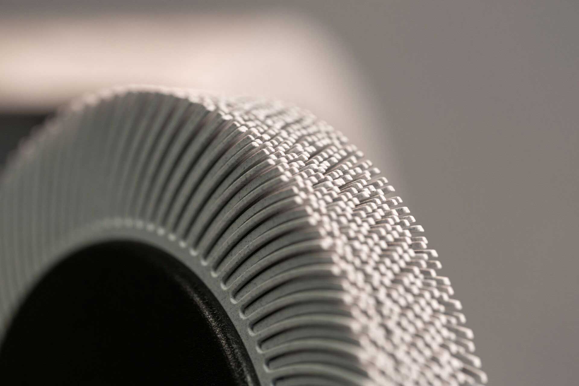 white curved bristle brush 150mm 200mm diameter deburring