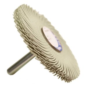 75mm white curved spindle mounted bristle brush