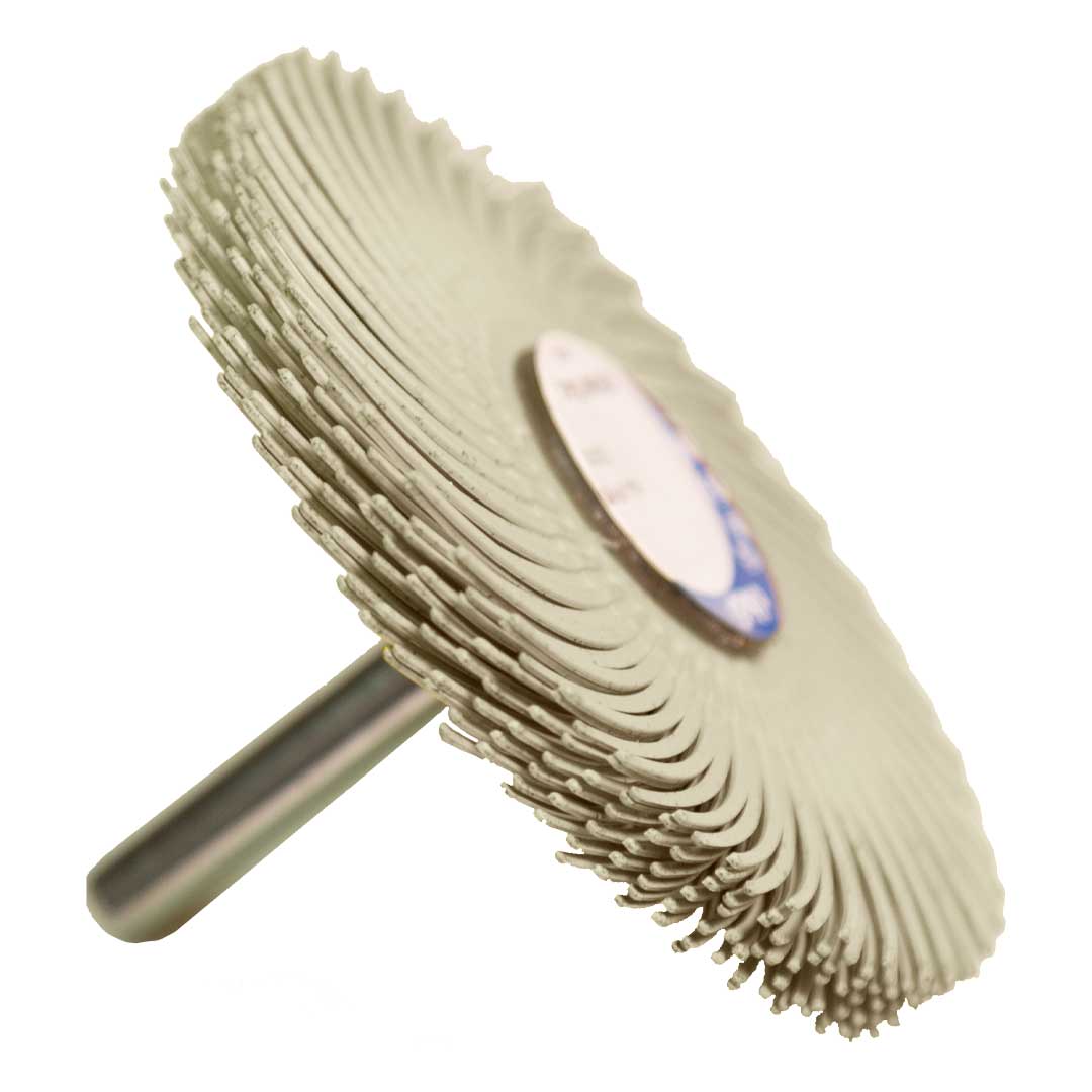 75mm white curved spindle mounted bristle brush