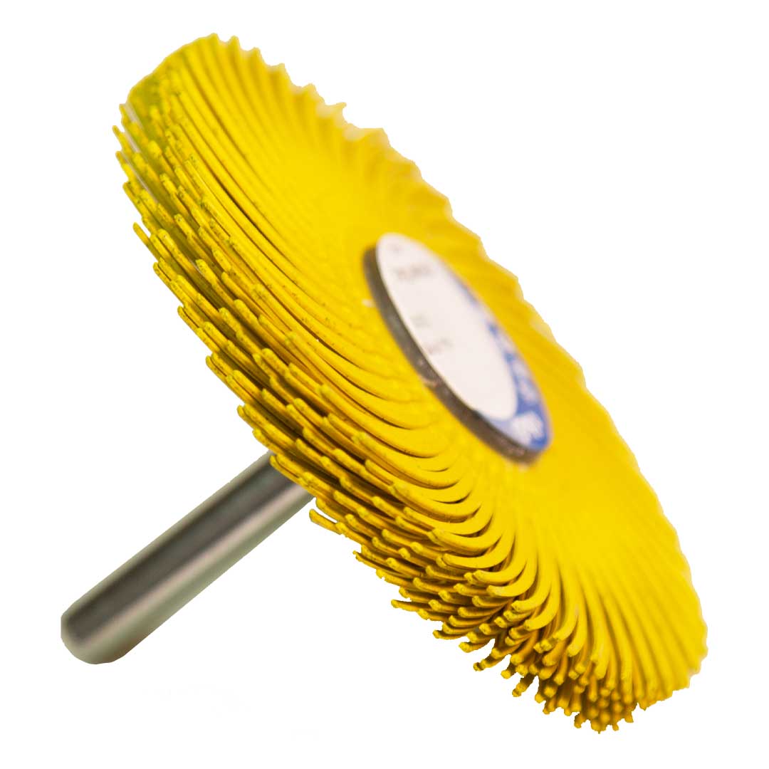 75mm yellow curved spindle mounted bristle brush